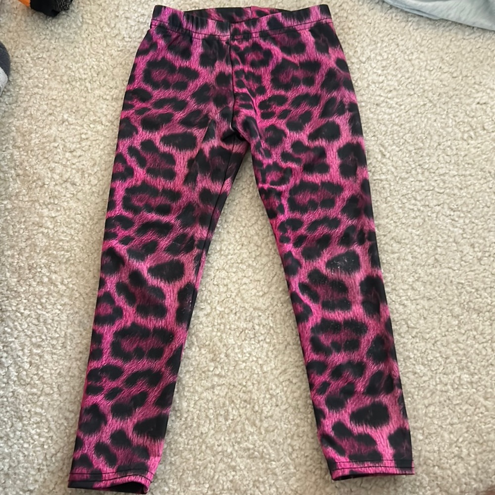 Girls pink leopard terez pants size medium girls